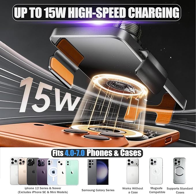 Car Phone Mount for 2023-2026 Honda CR-V & HR-V, Smart Auto-Clamping on 7/9" Touchscreen, 15W Wireless Fast Charging, Premium Aluminum Holder, Without Blocking Airflow