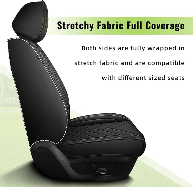 AOMSAZTO Car Seat Covers Fit for Subaru Crosstrek 2016-2025 2026 Premium Front Seat Covers Waterproof Leather Automotive Seat Covers Compatible with Airbag (2 Seats,Black)