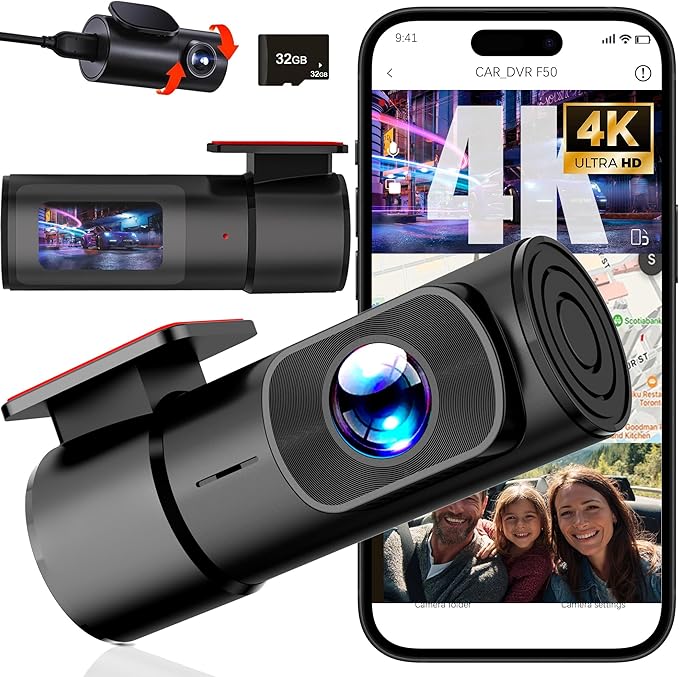 Dash Camera Car Front Rear, 4K/2.5K Full UHD Dash Camera for Cars, Included 32GB Card,1.47” IPS Screen Mini Dashcam,170°Wide Angle, Built-in Wi-Fi, WDR, Night Vision