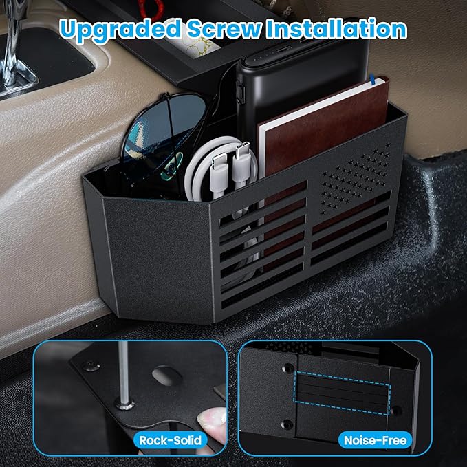 DIAMOOKY Upgraded Metal Magnetic Center Console Organizer for Jeep Wrangler JK JKU 2018 2017 2016 2015 2014 2013 2012 2011 Accessories, Gear Shift Side Storage Box Tray, Integrated (Not for JL/JLU)