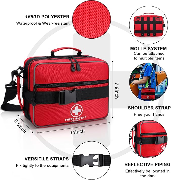 Poygik Premium 420 Piece Large First Aid Kit for Home, Car, Travel, Camping, Truck, Hiking, Sports, Office, Vehicle & Outdoor Emergencies - Emergency Medical Kits, Businesses & Home Medical Supplies