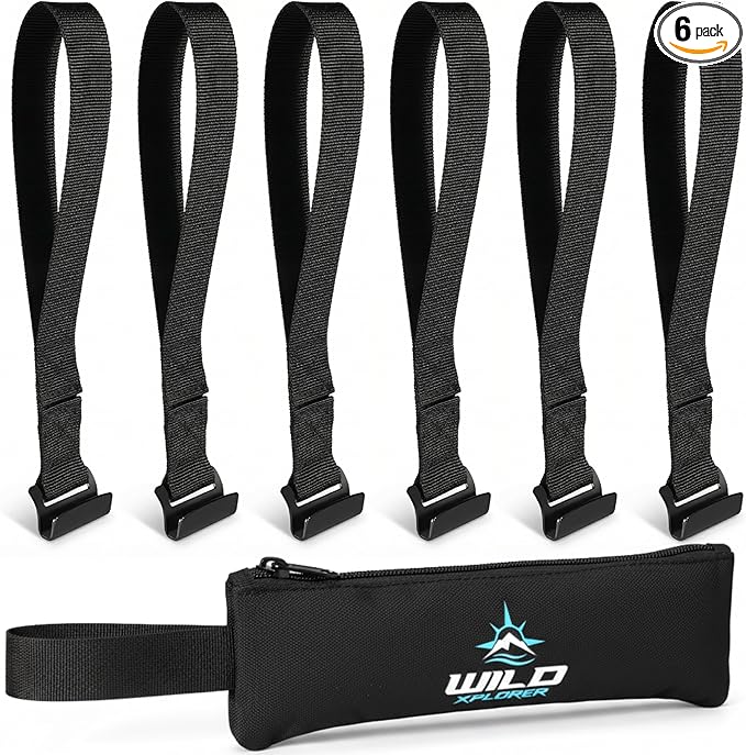 6 Cargo Tie Down Door Hook Straps for Car Roof Rack or Bag | Patented Heavy Duty Car Top and Rooftop Straps for Luggage, Universal Cargo Carrier Replacement Parts