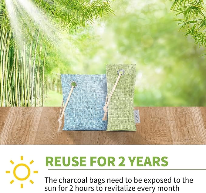 CLEVAST 16 Pack Activated Bamboo Charcoal Odor Absorber - Air Purifying Bags(8x100g, 8x50g), Natural Fresh Deodorizer and Moisture Eliminator for Home, Closet, Car Air freshener