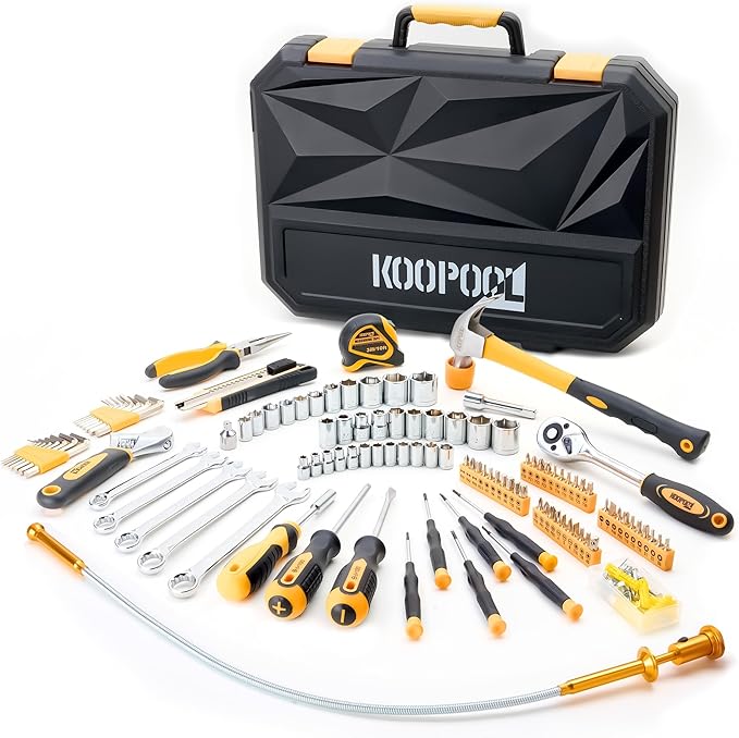 KOOPOOL 159 Piece Tool Set, Tool Box Kit for Mechanic and Car, General Household Home Tool Kit, Basic Tool Kit for Home Auto Repair, with Storage Case