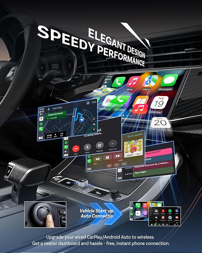 OTTOCAST Mini Cube 3.0 Wireless CarPlay & Android Auto Adapter 2026– Plug & Play, Fast Auto-Reconnect (Sliver)