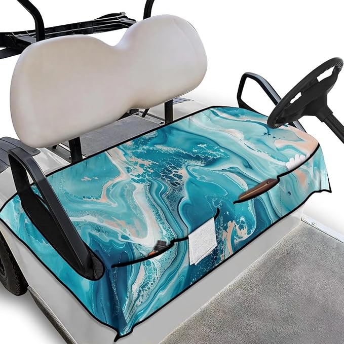 Biyejit Golf Cart Seat Covers with 4 Pockets Golf Cart Seat Towel Blanket Fits 2-Seat Golf Carts, Golf Cart Accessories