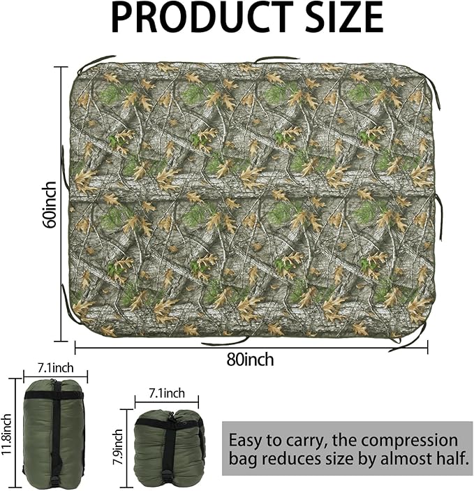 Military Poncho Liner 60”x 79” Camping Blanket Insulation Compact Waterproof for Travel Stadium Outdoor Camping