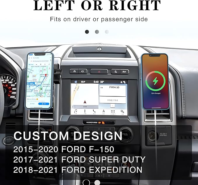 EASEORD Magnetic Wireless Charger Vent Phone Mount for 2015-2020 Ford F-150, 2017-2021 Super Duty, 2018-2021 Expedition,15W Fast Charging for Magsafe F150 Phone Holder for iPhone All Smartphone