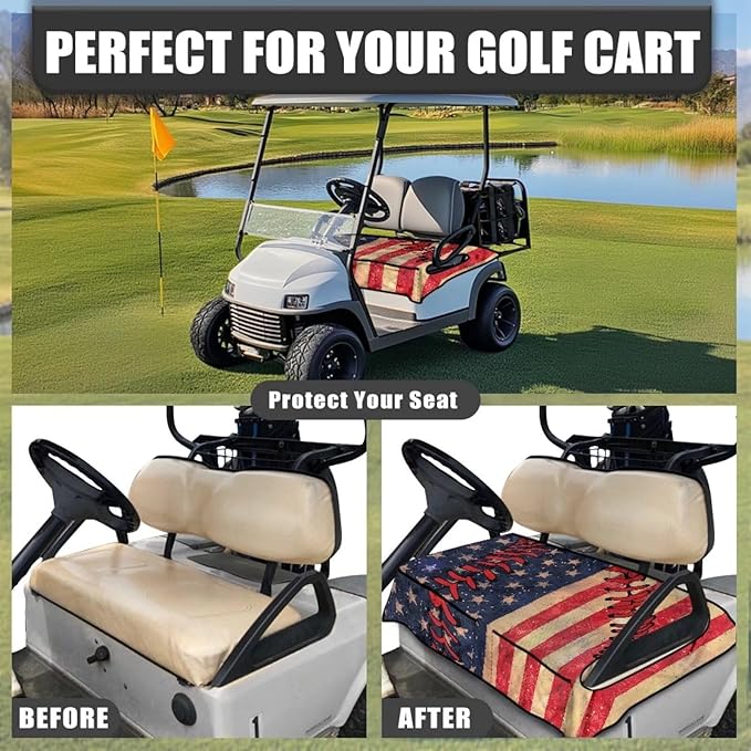 Biyejit Golf Cart Seat Covers with 4 Pockets Golf Cart Seat Towel Blanket Fits 2-Seat Golf Carts, Golf Cart Accessories