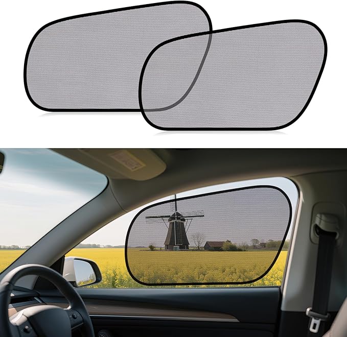 ZATOOTO Tesla Model Y Window Shades for Front Window Driver Side Window Cover Transparent Static Cling Film | Block 90% UV & Heat | No Adhesive, Easy Install | Enhanced Visibility, Interior Protection