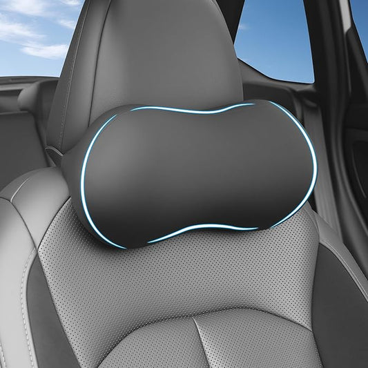 Car Neck Pillow, Memory Foam Car Neck Support with Adjustable Strap, Comfortable Ergonomic Design, Universal Fit Head Rest Travel Pillow Car Headrest for Driving (Black)