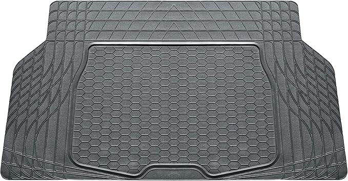 FH Group Automotive Floor Mats - Heavy-Duty Rubber, All Weather Protection Universal Fit Full Set Floor Mats and Cargo Mat, Climaproof, Semi Custom Trimmable for Most Cars, Sedan, SUV, Truck, Gray