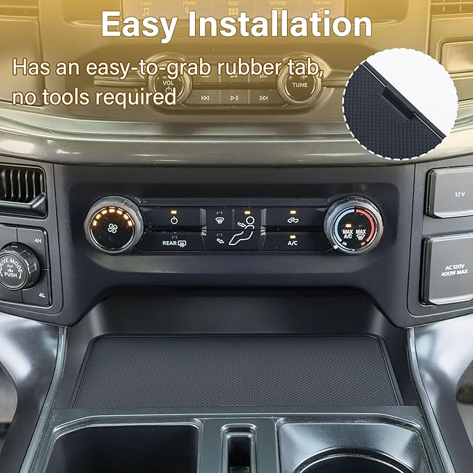 Center Console Organizer Compartment Cover for Ford F150 2021-2025 2026/Lightning XLT PRO 2022-2025 Accessories Interior Hidden Panel Secret Pocket Lid (Fits The Open Pocket in Front of The Shifter)