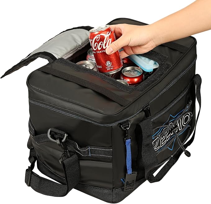 ZEEMO Large Collapsible Insulated Cooler Bag, 48 Cans Leakproof Soft-Sided Portable Cooler for Camping, Travel, Picnic, Beach, Backyard, Parties, Black