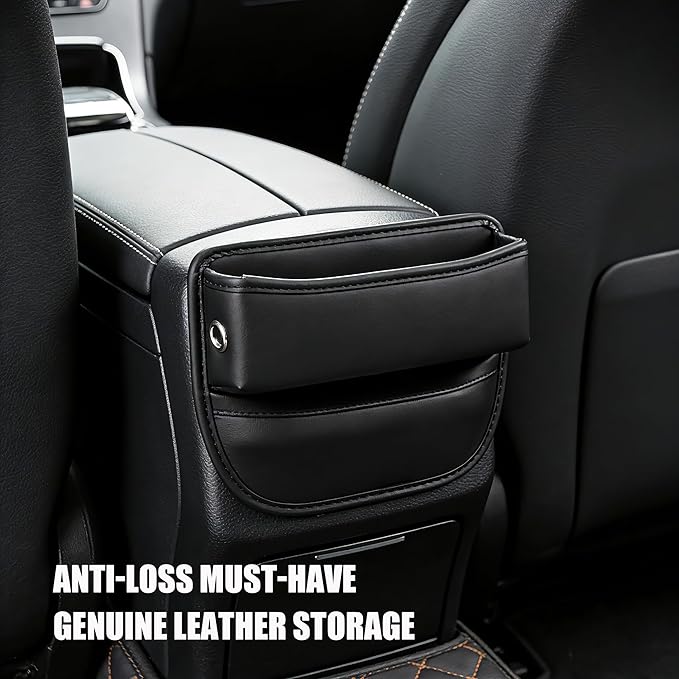 2 Pack Car Seat Gap Filler Organizer,Premium Leather Console Organizer Interior Accessories for Phone,Sunglasses,Keys, and Small Items, Universal Fit for Car, SUV and Truck