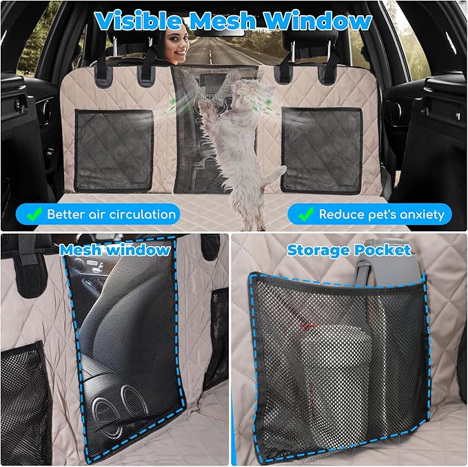URPOWER 2026 Upgraded Back Seat Extender for Dogs - Large Hard Bottom Dog Car Seat Cover Holds 550lbs, Waterproof Dog Hammock Pet Bed with High-Density Foam Non-Slip Backseat Protector