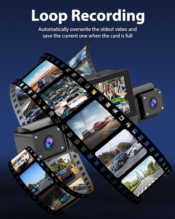 4 Channel Dash Cam 360 View for All-Round Protection, 4-Way Front Rear Inside Recording, Built-in 5G WiFi & GPS, APP Control, 8 IR Night Vision, 24H Parking Monitor, G-Sensor, Free TF Card