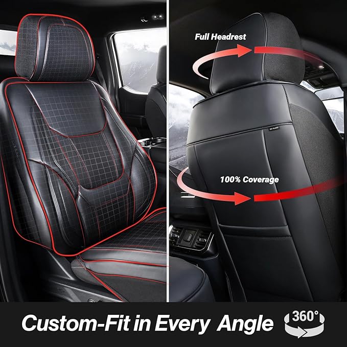 Coverland Custom Fit Car Seat Covers for Car Compatible with [2004-2008 Toyota Solara Coupe] Premium Leather Non-Slip Memory Foam Waterproof Interior Protector [Full Set Black- Size Chart X65]