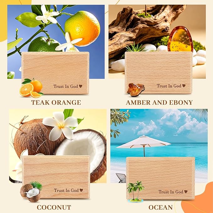 4 PCS Car Air Freshener - Wood Air Freshener - Car Odor Eliminator for Visor Clip-Variety Scent Refill, Vehicle Scent Diffuser for Cabin, Truck & SUV -Clip Included (4PCS)