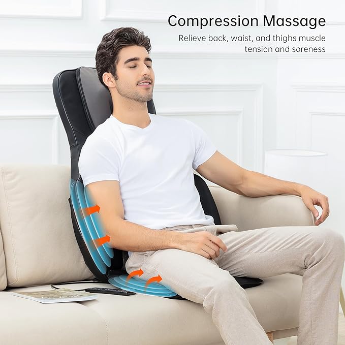 Snailax Neck Back Massager with Heat, Full Body Massage Chair Pad, Adjustable Compression, Rolling, Shiatsu Massage Seat Cushion, Chair Massagers,Gifts for Women, Man (Upgrade)