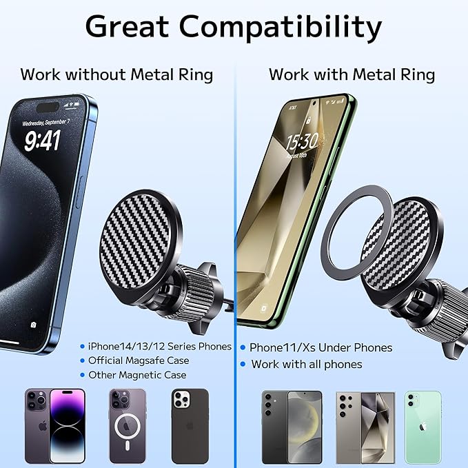 for Magsafe Car Mount [Strong Magnets] Magnetic Phone Holder for Car Vent Dashboard [Hands Free] Cell Phone Holder Car Mount for iPhone 15 14 13 Pro Max Pro Mini for MagSafe Case All Phones