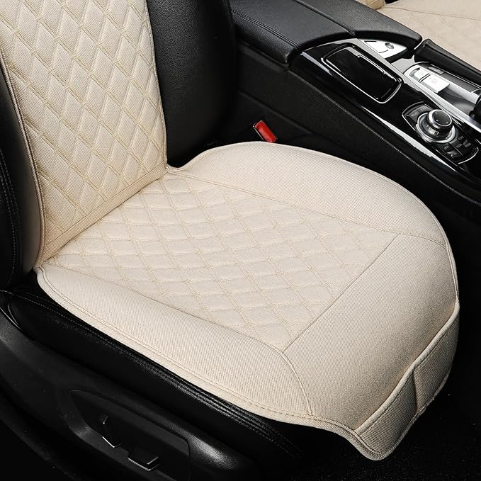 West Llama Linen Car Seat Covers-Breathable & Soft-Front Car Seat Protector Universal Fit 90% Cars,SUVs,Trucks,Diamond Pattern-1Piece,Beige