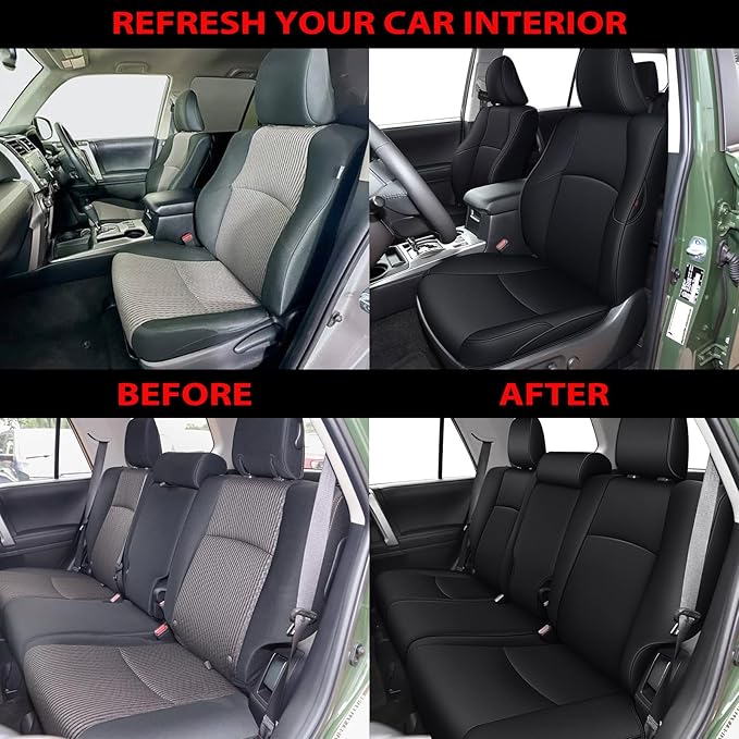 AOMSAZTO Custom Fit Seat Covers for Toyota 4Runner 2011-2024 Full Set Car Seats Cover for 4Runner Accessories Black(5 Seats Model Only)