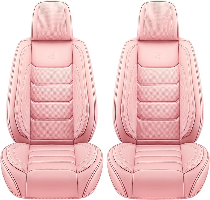 Full Coverage Faux Leather Car Seat Covers Full Set,Automotive Seat Covers for Cars,SUVs Pick-up Truck, Car Seat Cushion, Pink Seat Covers,Front Seat Cover,Car Seat Protector