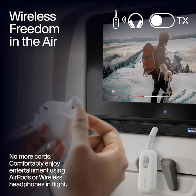 Twelve South AirFly SE, Bluetooth Wireless Audio Transmitter for AirPods/Wireless or Noise-Cancelling Headphones; Use with Any 3.5 mm Audio Jack on Airplanes, Gym Equipment or iPad/Tablets (Black)