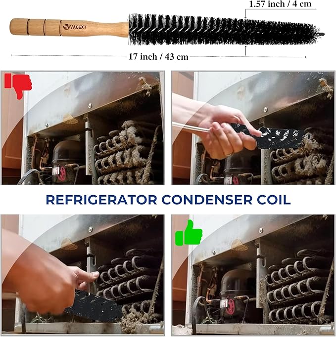 Dryer Lint Brush Vent Trap Cleaner, Refrigerator Condenser Coil Brush & Crevice Gap Cleaning Brush (2PCS) for Household Use - Grout Scrub Brush, House Cleaning Supplies, Home Essentials