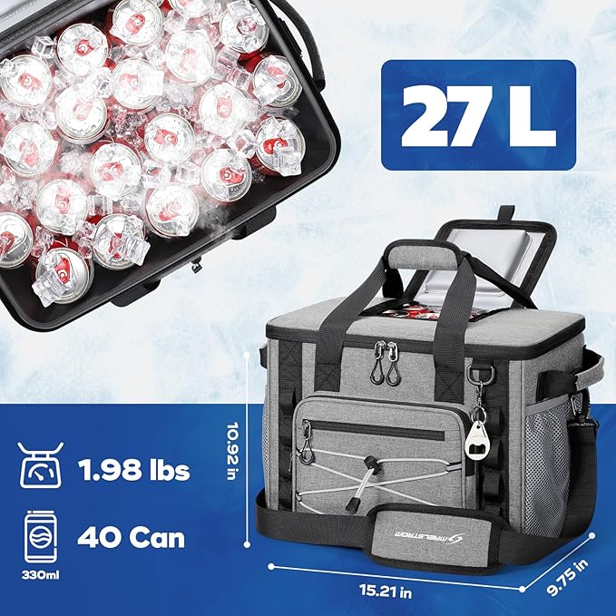 Maelstrom Soft Sided Cooler Bag, 30/40 Can Collapsible Insulated Ice Chest, Large Leakproof Portable Storage for Camping, Travel, Kayaking & Beach