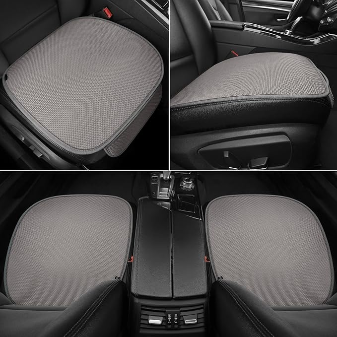 2pcs All-Season Car Seat Covers Grey - Breathable Car Seat Protectors with Anti Slip Bottom - Durable Auto Seat Cushions Universal Fit for Vehicles Cars SUV Trucks Front Seats