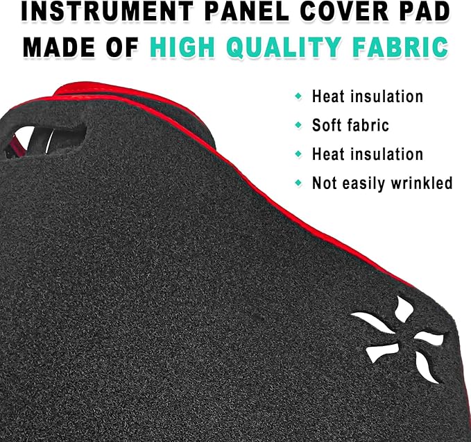 Dash Cover Mat, Center Console Cover Sunshield Protector, Dashboard Cover Compatible with T0y0ta RAV 4 2019 2020 2021 2022 2023 2024 2015 (Red Trim)