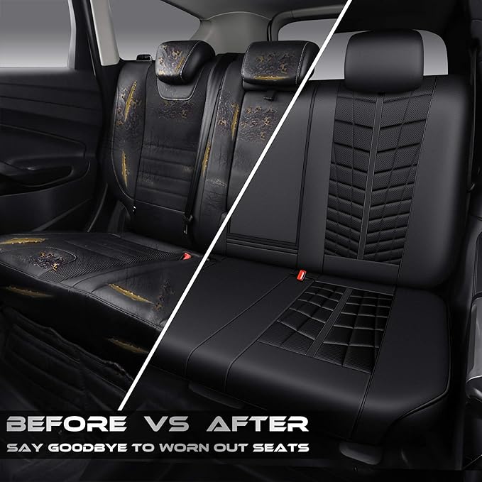 CAR PASS 3D Foam Mesh Back Car Seat Covers,Breathable Leather Rear Seat Cover Anti Slip Universal Fit for Most Cars SUVs Vans Small Trucks 95% Automotive Bench seat, Armrest Compatible,All Black