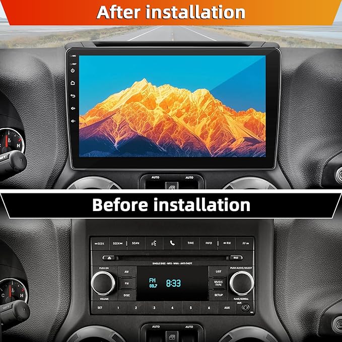 Car Radio Stereo for Jeep Wrangler JK 2007-2018,2+64G Android 13 Touch Screen Radio with Wireless CarPlay Android Auto Bluetooth GPS Navigation Backup Camera