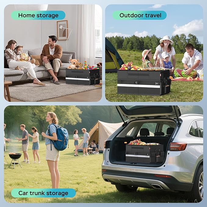 Cooler Bag – Soft Travel Cooler Holds 45 Cans, Stays Cold for 8H & Warm for 6H – Portable Car Trunk Organizer for Camping, Beach, Picnic