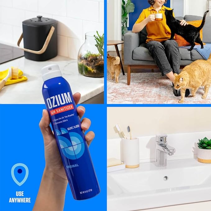Ozium 0.8 oz. Air Sanitizer & Odor Eliminator for Homes, Cars, Offices and More, Original Scent, Pack of 3