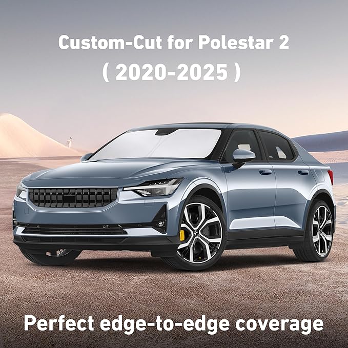 EcoNour Windshield Sunshade Compatible for Polestar 2 2020-2023 2024 2025, Sun Visor for Front Windshield & Window Sun Shade Cover, UV Heat Blocker & Protector, Car Accessories