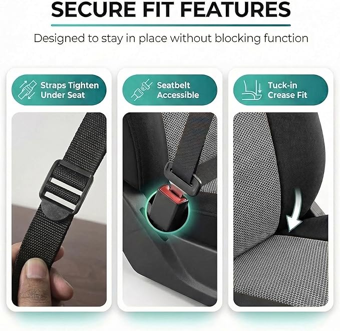 FH Group Automotive Front Car Seat Covers for SUV, Trucks, Sedan and More - Universal Fit Front High Back Design Interior Accessories - 3D Mesh Fabric Center Panel - Gray