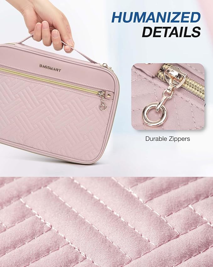 BAGSMART Electronics Travel Organizer, Portable Tech Accessories Cord Storage Case for Charging Cables, Pink