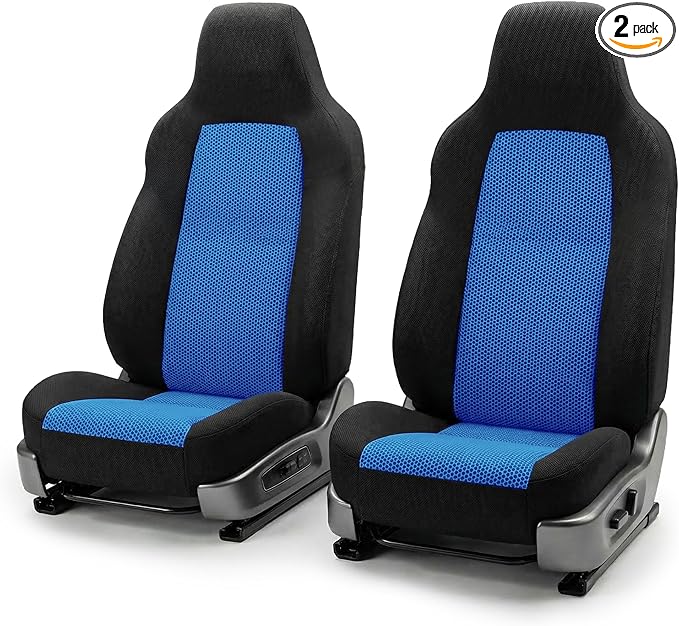 FH Group Automotive Car Seat Covers Blue Interior Front Seats Only Accessories High Back Combo Classic Cloth Car Seat Cover Front Set Universal Fit Cars Trucks and SUV Car Interior Accessories