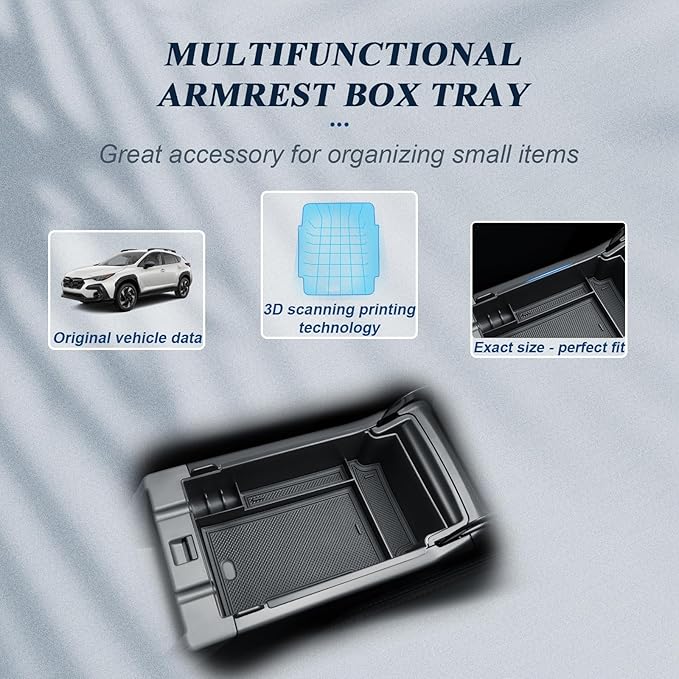 BIBIBO 3Packs 2024 2025 2026 Crosstrek Center Console Organizer for 2023-2026 Subaru Crosstrek&2024+Subaru Impreza Console Trays+ Insert Cup Holder& Wireless Charging Mats Crosstrek 2024 2025 2026