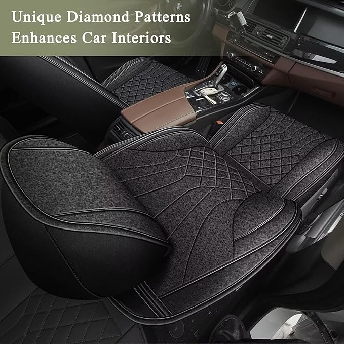 Seat Covers Full Set for Nissan Rogue 2010-2025 2026: Breathable Perforated Leather Car Seat Cover (Black)