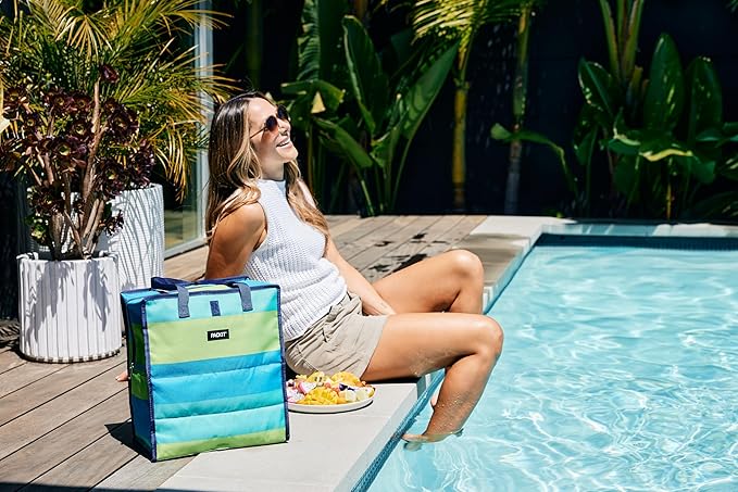 PackIt Freezable Grocery Tote, with EcoFreeze Technology, Foldable, Reusable, Zip Closure, Dual Handles