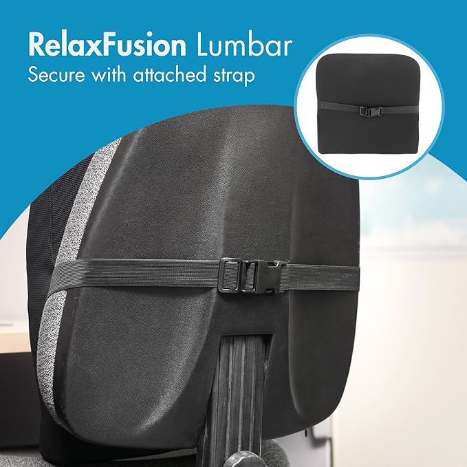 Wagan IN9112 Relax Fusion Lumbar Memory Foam and Gel Seat Cushion
