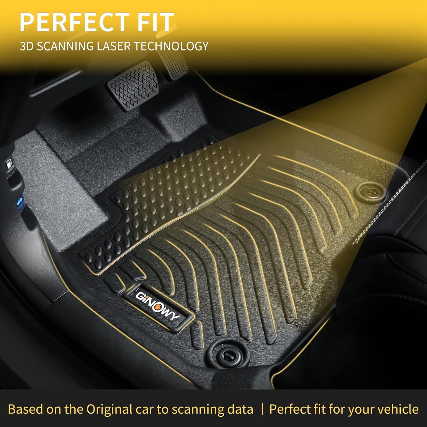 GINOWY-Floor Mats for Acura TLX 2021-2024 2025 All Weather Car Floor Mats TLX 2024 Waterproof Easy to Clean TLX Floor Liners Accessories Black