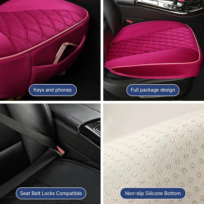 West Llama Front Car Seat Cover Protector, Comfortable Velvet Bottom Seat Cover Fits 95% of Vehicles,Cars,SUVs,Sedans,21.26 × 20.86 Inch(2PC-Pink)
