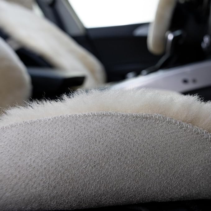 Natural Fur Sheepskin Universal car seat Covers for seat Cushion Auto Accessories, (Khaki Camel, Universal Fit)