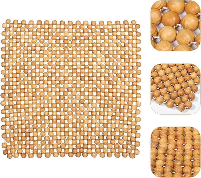 Pine Wood Beaded Seat Cushion Cooling Square Car Seat Cover Comfortable Office Chair Pad for Driving and Home Use