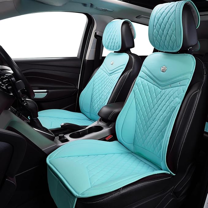 Flying Banner car seat Covers seat Cushions Luxe Fit Faux Leather Easy Installation Vehicles Non Slip Premium (Solid Mint Green, Full Set)
